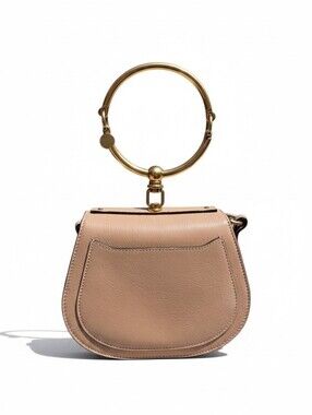Chloé Nile Minaudière Bracelet Bag Blush Pink Leather Gold Handle Crossbody